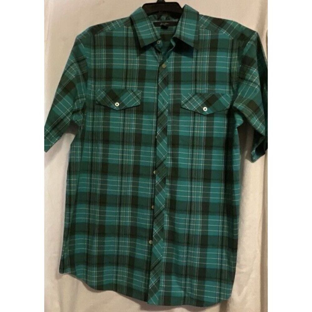 Sean John Men's XXL‎ Teal Short Sleeve Cotton Button Up Shirt - Picture 3 of 6